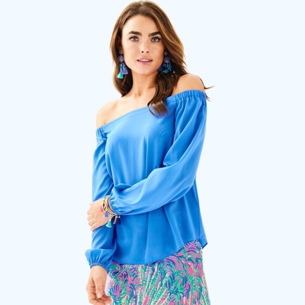 NWOT Lilly Pulitzer Adira Silk Off-Shoulder Top